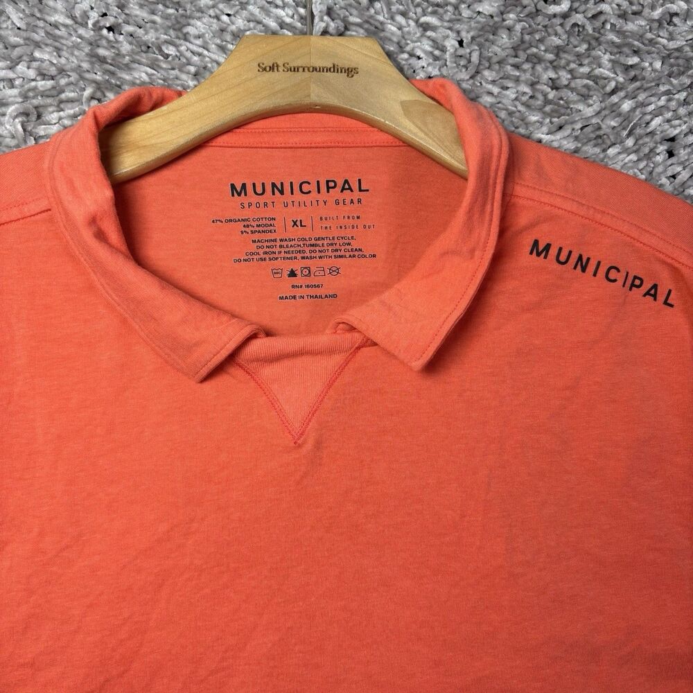 Municipal Polo Shirt Mens XL Orange Short Sleeve Stretch Preppy Golf Summer Work